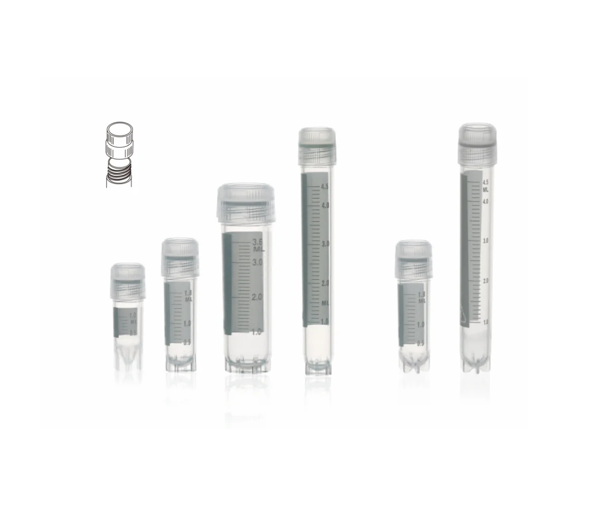 CRYOGENIC TUBE PP MATERIAL, VOL. 2ML, CAP IN EXTERNAL THREAD, ROUND BOTTOM, SELF-STANDING, Polypropylene, 500/pk