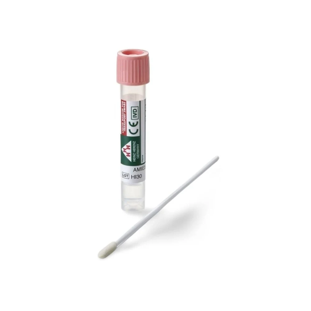 LMS-Swab Amies, foam swab, fine tip, pink screw cap