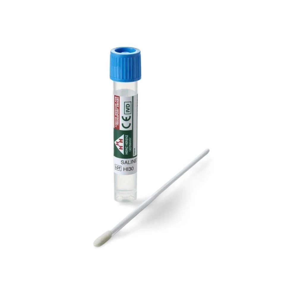 LMS-Swab Saline, foam swab standard tip, light blue screw cap