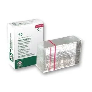 Microscopic slides, cut edges, cellophanized