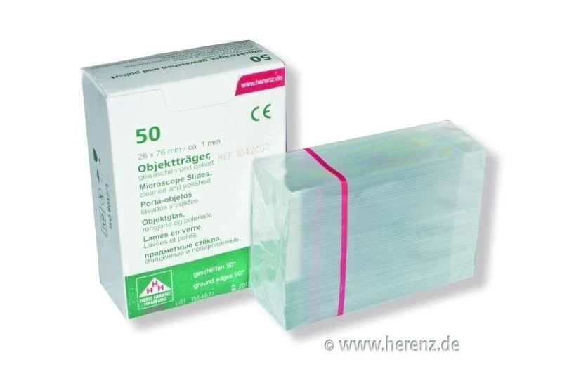 Microscopic slides, ground edges 90º, cellophanized