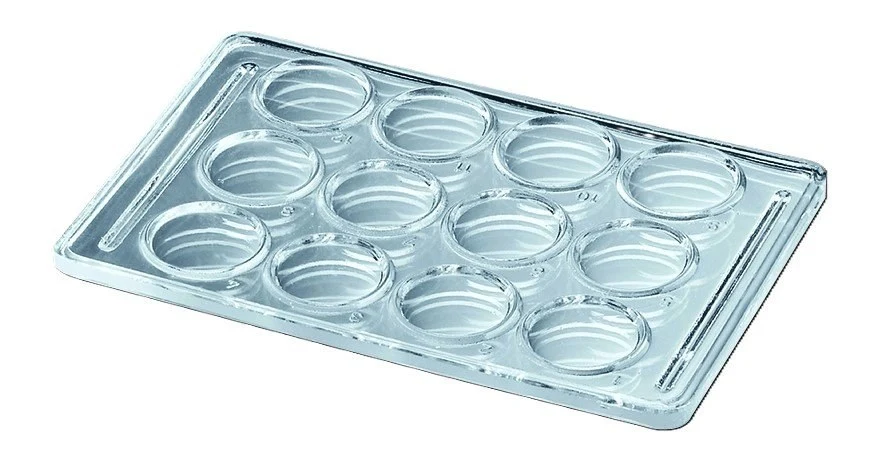Microscopic slide for microtest, 12 optically polished