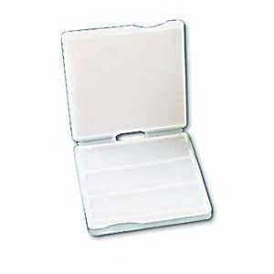 Storage- & transport box for 3 slides, flat, PP, with snap-on cap, measurement 84 x 100 x 6 mm