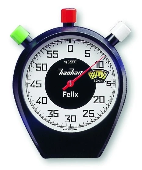 Stopwatch, plastic made, 30 Min., 1/5 sec., red