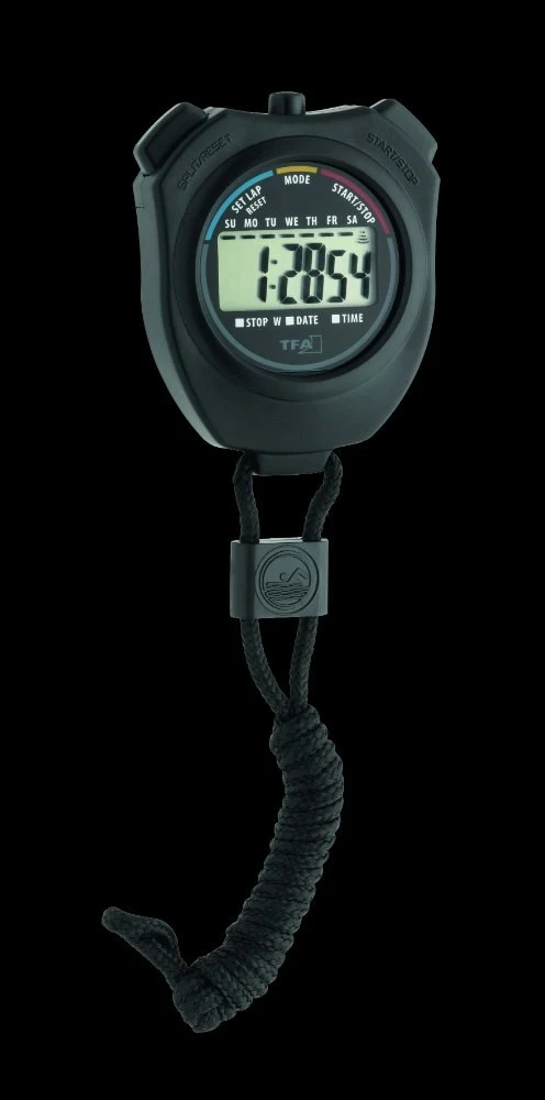 Digital stopwatch, < 23 Std, 59 min, 59 sec.