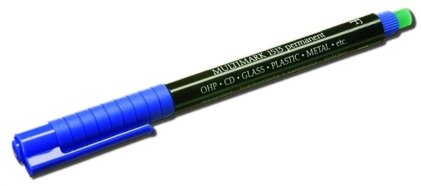 Permanent marker for microscope slides, waterproof, light-resistant, incl. eraser, colour: blue, 0.6 mm, PU
