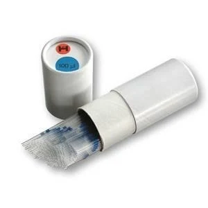 Micropipettes/Ringcaps, marks at 40 µl, non heparinized, 125 mm length, Duran glass, 250 pcs./can
