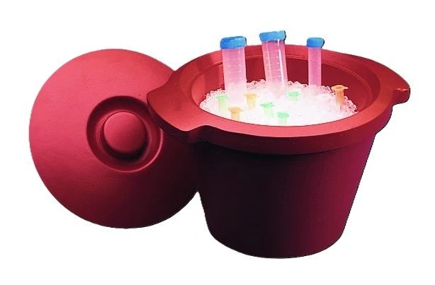 Ice bucket expanded PUR, Ø 270 mm, height 200 mm, thickness 15 mm, red, incl. lid and 2 side-handless