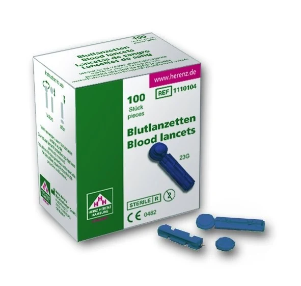 Blood lancets, plastic, needle 23 G