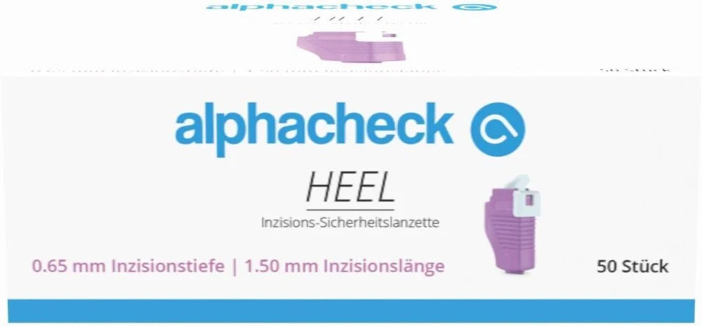 Incision safety lancet alphacheck HEEL, 0.85 mm x 1.75 mm