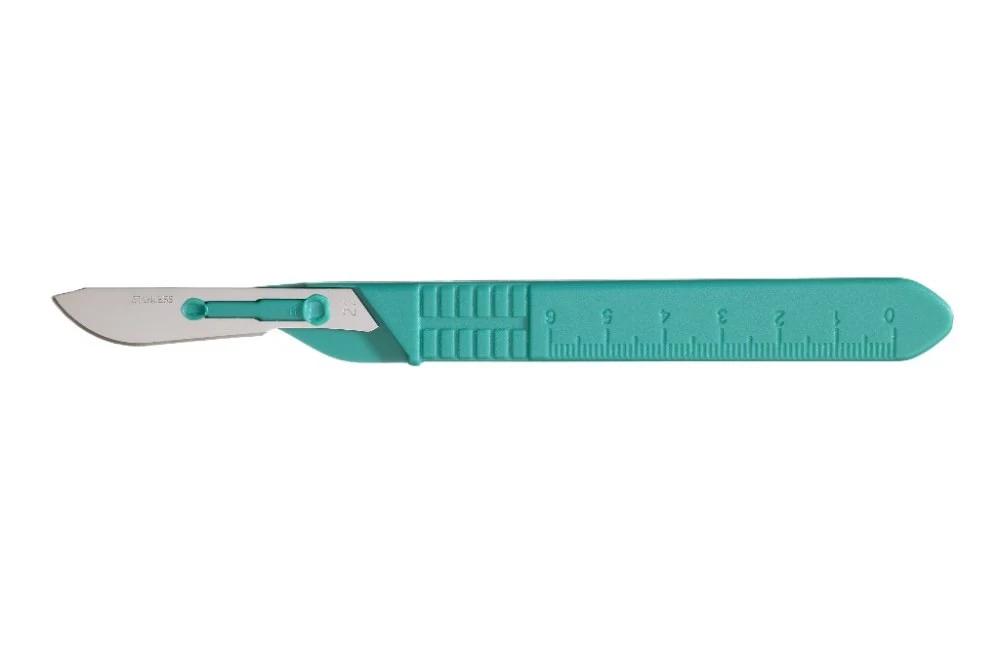 Disposable scalpel No.22, single packed sterile, stainless steel blade