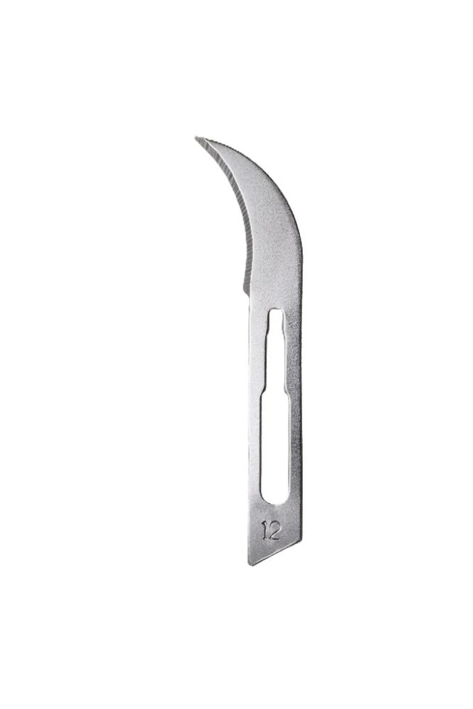 Scalpel-blade No.12, single packed, sterile, carbon steel, for handle no. 3
