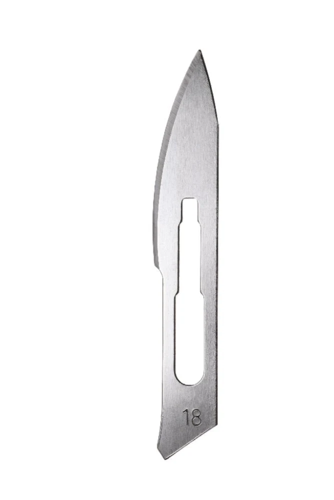 Scalpel-blade no. 18, single packed sterile, carbon steel, for handle no. 4