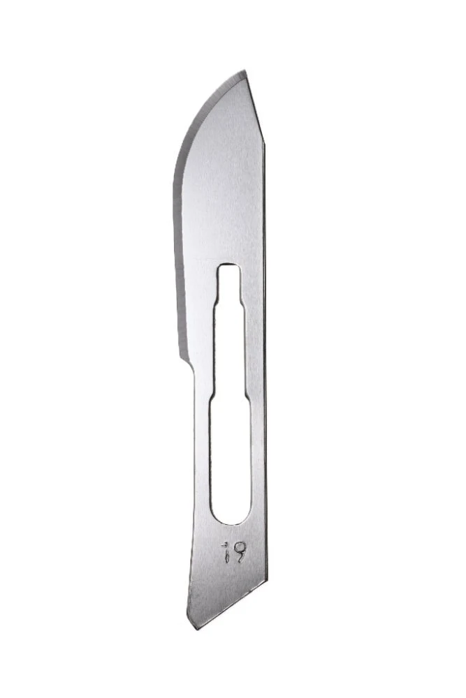 Scalpel-blade no. 19, single packed sterile, carbon steel, for handle no. 4