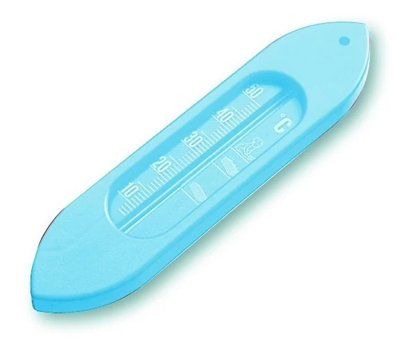 Bath-thermometer, shipform, coloured petroleum filling