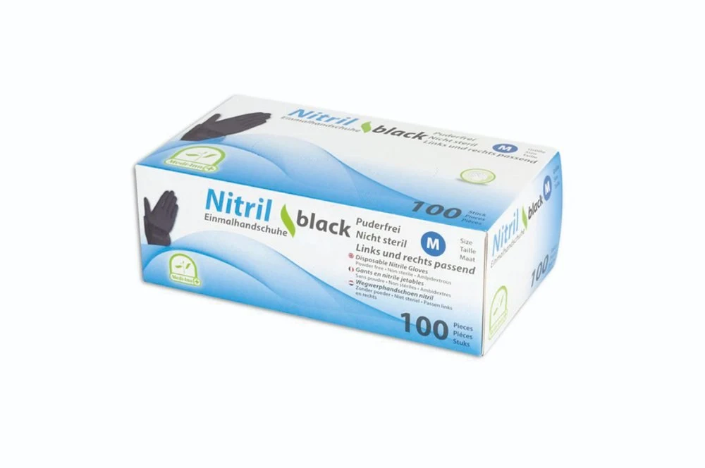 Nitrile examination gloves, black, size L, 1130448