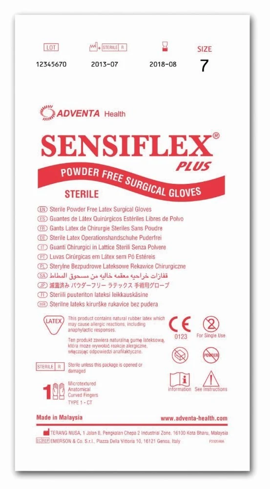 Sensiflex Plus Latex Surgical Powder Free Gloves, size 6, sterile, polymer coated