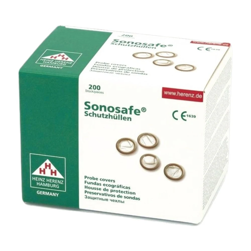 Sonosafe® probe covers, dia. 34mm, rolled w/o reservoir, latex, bulk, slightly powdered
