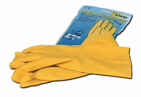 Household gloves, latex, yellow, size S