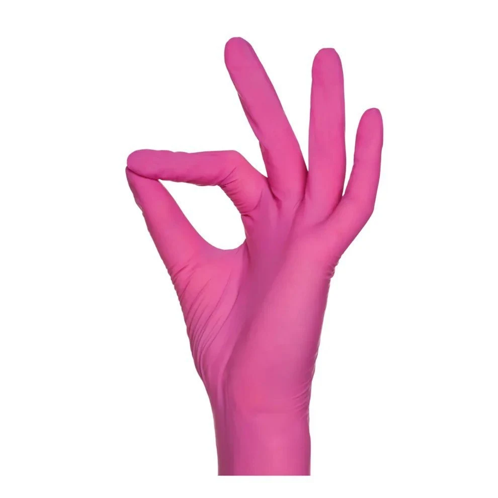 Nitrile examination gloves,size L, pink