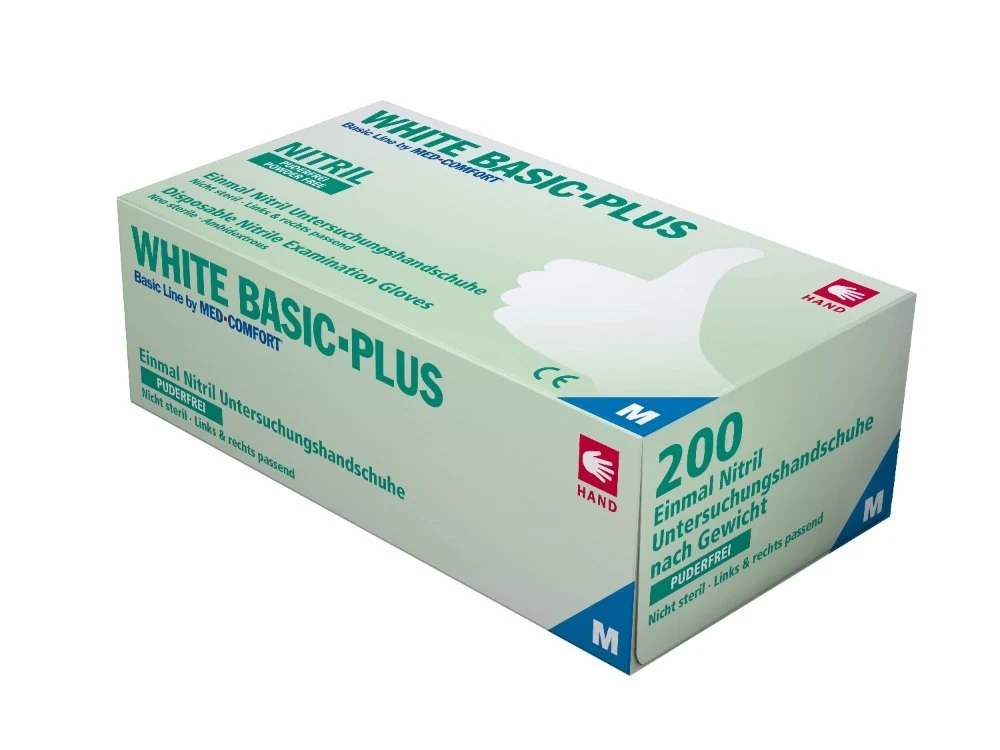 Nitrile gloves WHITE Basic Plus, size M
