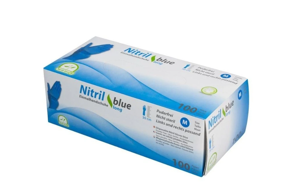 Nitrile gloves, blue 30 cm, size S