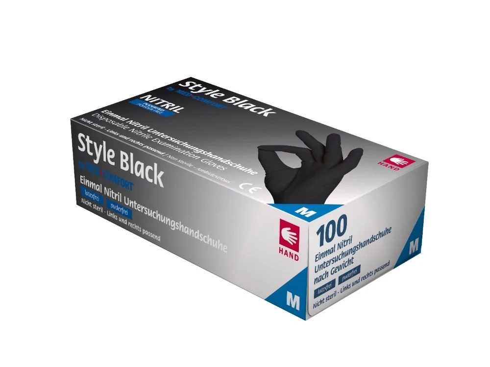 Nitrile examination gloves, black, size XXL