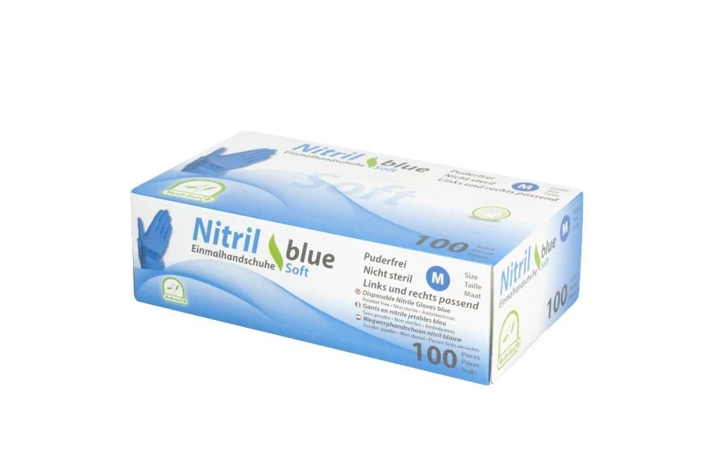 Nitrile gloves, white/blue Soft, blue, size XL
