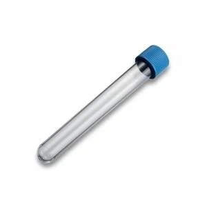 Test Tubes PS, 16 x 100 mm, 10 ml, with screw cap blue, cylindrical