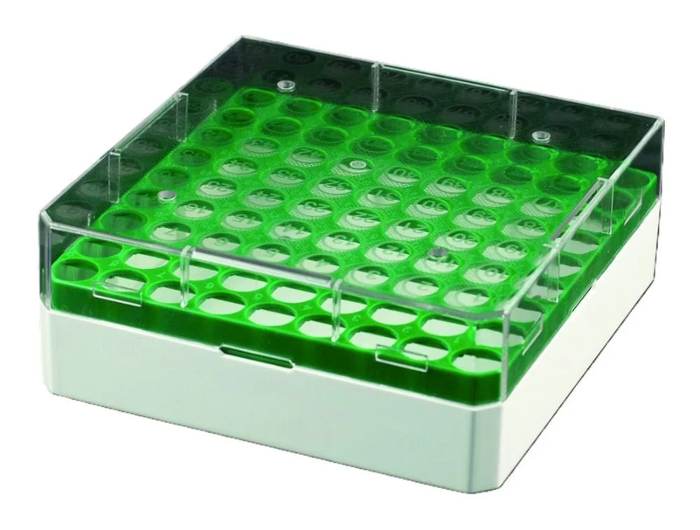 Cryoboxes, PC, for 1.2 & 2 ml, red grid, 25 places, 76 x 76 mm, writing area