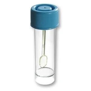 Faeces Container PS, with screw cap PE, approx. 25 ml, 25 x 90 mm, with spoon