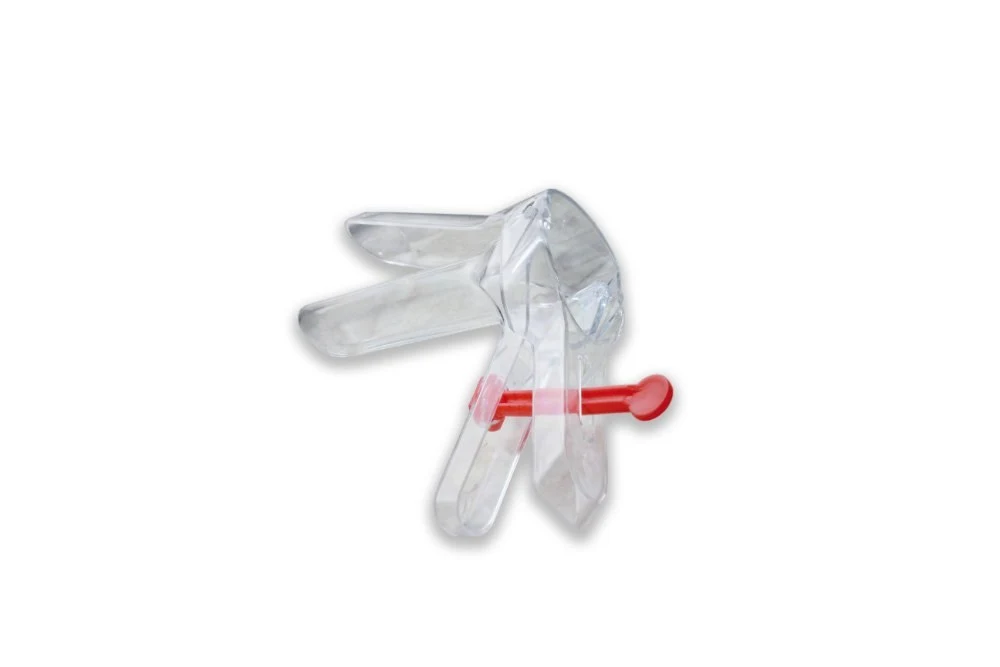 Vaginal Speculum, size M, red, disposable, sterilized by ethylene oxide