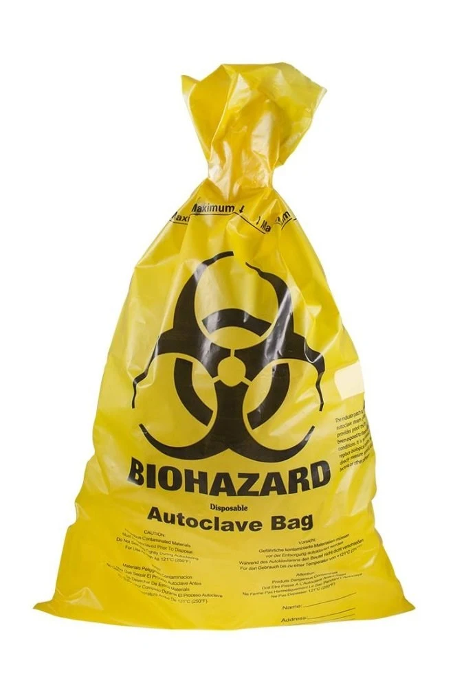 Waste bags BIOHAZARD yellow, HD-PE, 60 x 80 cm, approx. 32 L