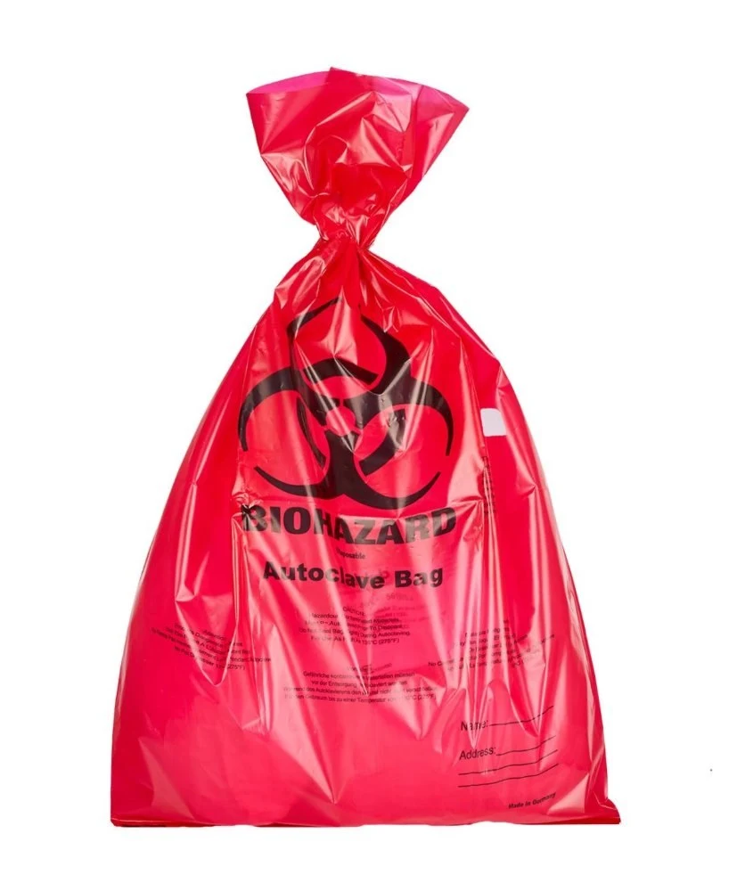 Waste bags BIOHAZARD red, PP, 30 x 50 cm, approx. 6 L