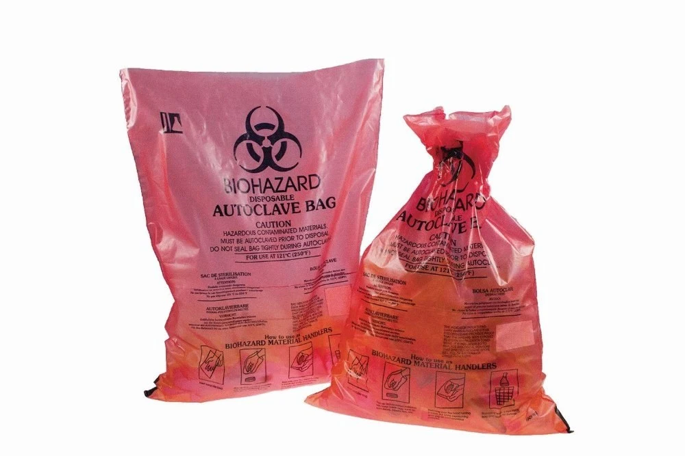 Waste bags BIOHAZARD red, PE, 21 x 29 cm, approx. 1.5 L