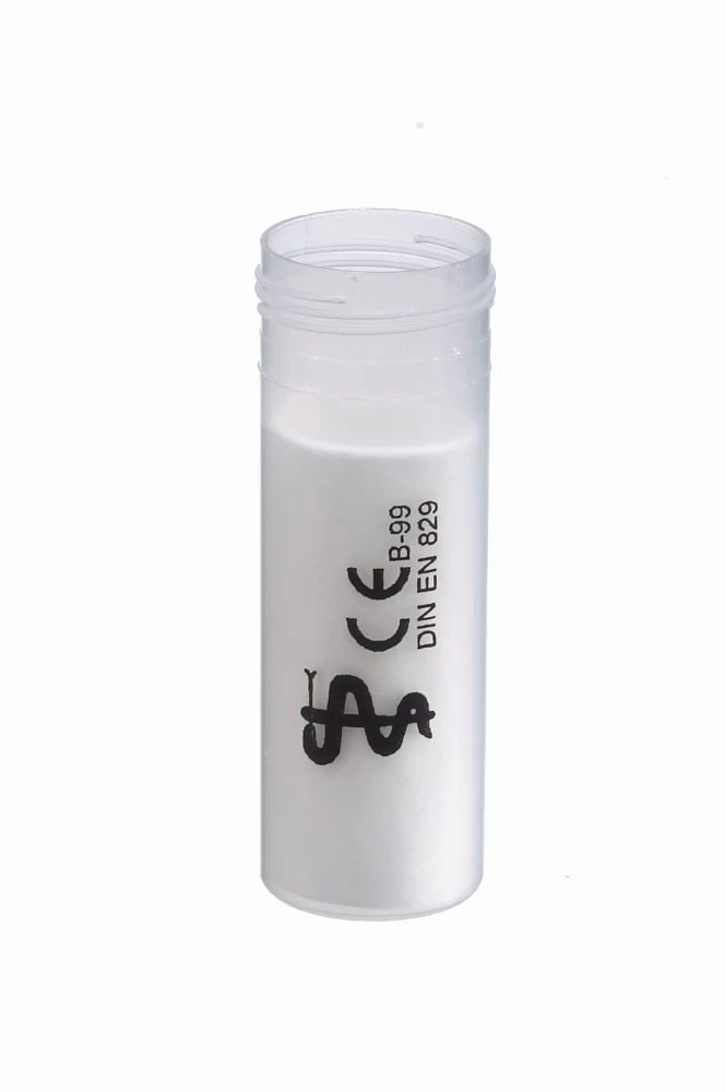 Transport container 85 x 30 mm, 40 ml, with thread, PP, incl. absorbent paper, symbol, transparent