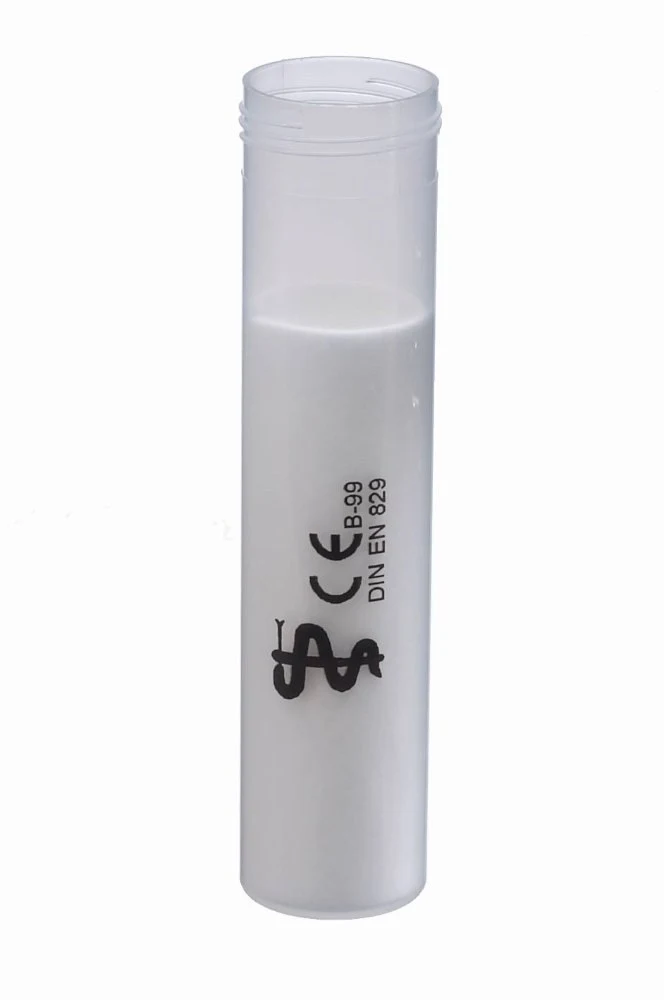 Transport container 126 x 30 mm, 60 ml, with thread, PP, incl. absorbent paper, symbol, transparent