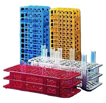 Test tube grip racks Ø 30 mm, RED, PP, 3x8 holes, 112x300x85mm, 24 holes, stackable, autoclavable up to 121°C