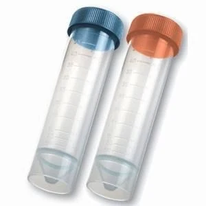 Centrifuge tubes 50 ml, PP, standing surface, screw cap blue, non-sterile, conical, graduated