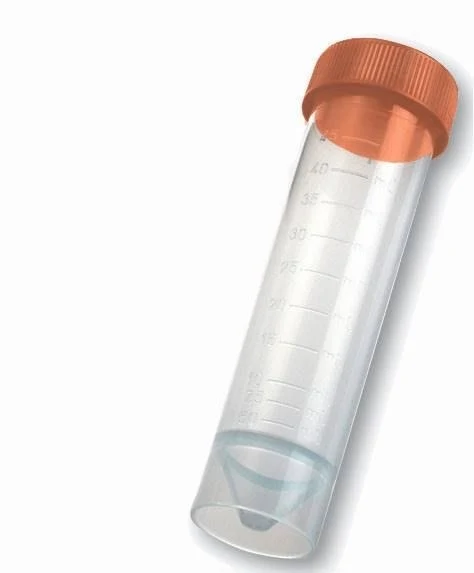 Centrifuge tubes 50 ml, single packed sterile, PP, screw cap red PE, standing surface, graduated