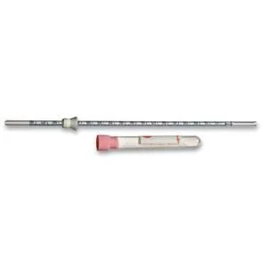 Blood sedimentation system, Westergren plastic pipette with stopper