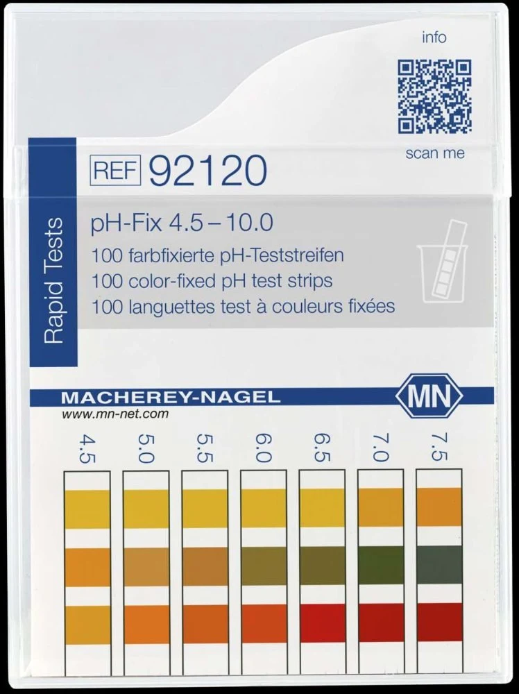 Ph-range: pH 4.5–10. Measuring steps in 0.5., ph-range 4,5 – 10