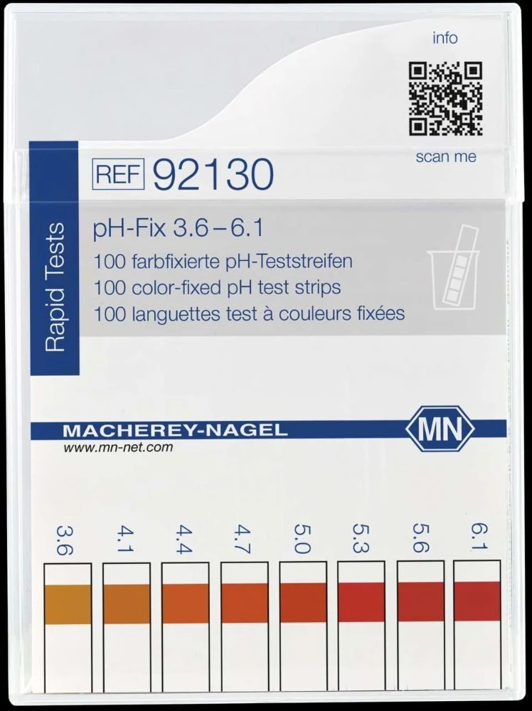 Ph-range: pH 3.6–6.1. Measuring steps 3.6 • 4.1 • 4.4 • 4.7 • 5.0 •, ph-range 3,6 – 6,1
