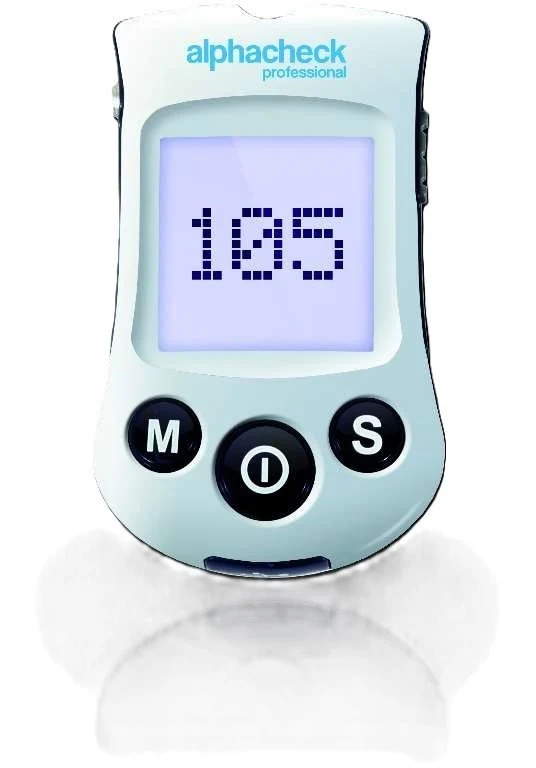 Glucose meter set alphacheck Professional, mg/dl, result available in just 5 seconds, automatic encoding
