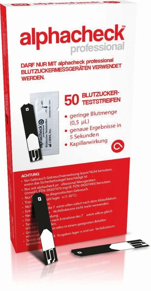 Set for Mmol/l available., Test strips, single blister packing