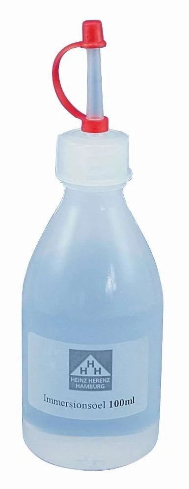 Immersion Oil 100 ml dropping bottle, fluorescense free, refractive index 1.482-1,515