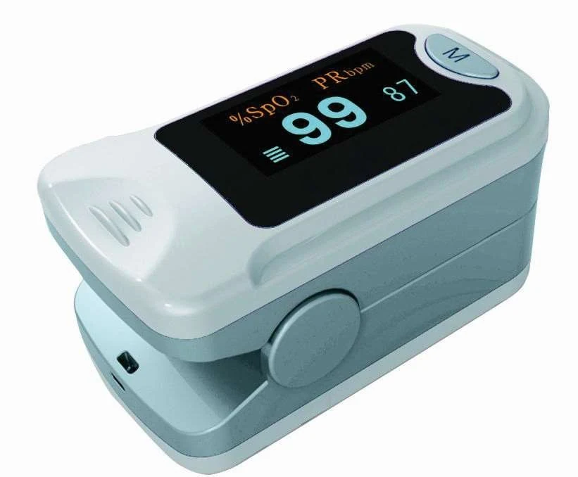 Pulse oximeter, for detection of oxygen saturation and pulse rate through finger