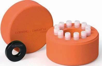 Cryo cooling containers for 12 cryo vials 2 ml, orange, numbered for simple identification