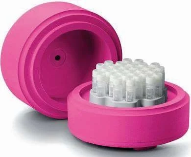 Cryo cooling containers for 12 cryo vials 2 ml, pink, numbered for simple identification