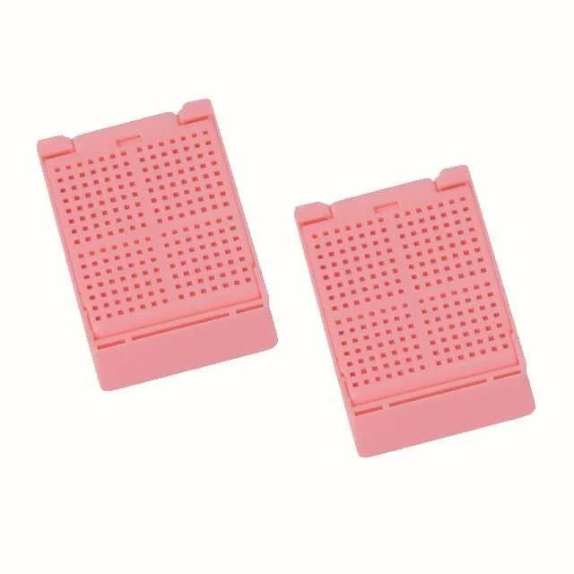 Embedding cassette, biopsy, 45° angle marking area with square holes, with fixed lid, 2000299